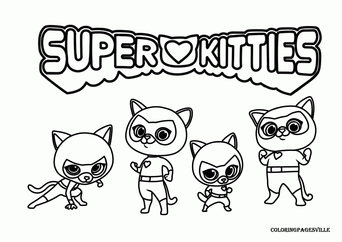 Super Kitties Coloring Pages Free Print Out