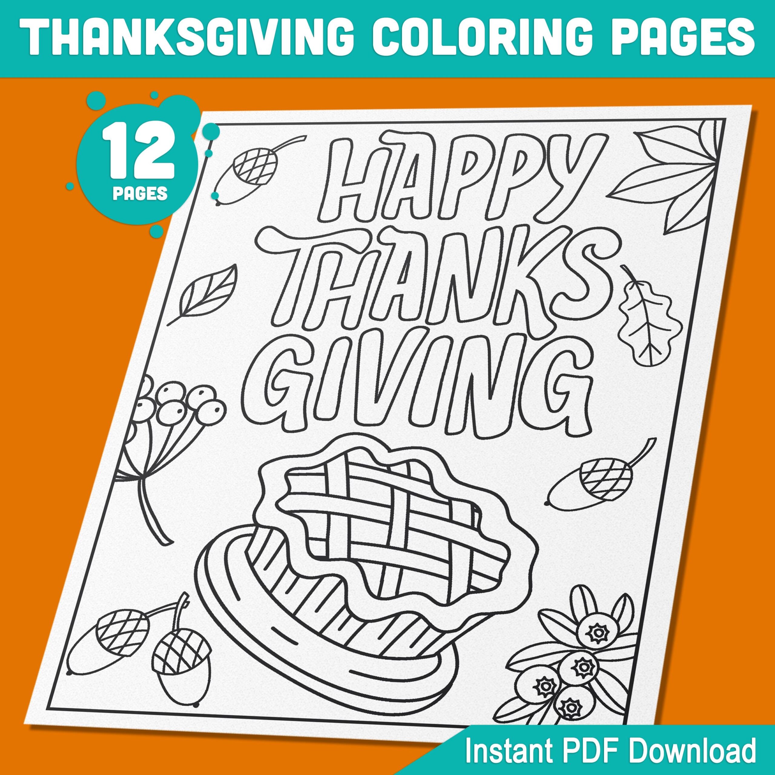 Thanksgiving Coloring Pages High resolution Printable Coloring Book Placemat For Kids Perfect For Fall Parties Instant PDF Download Etsy