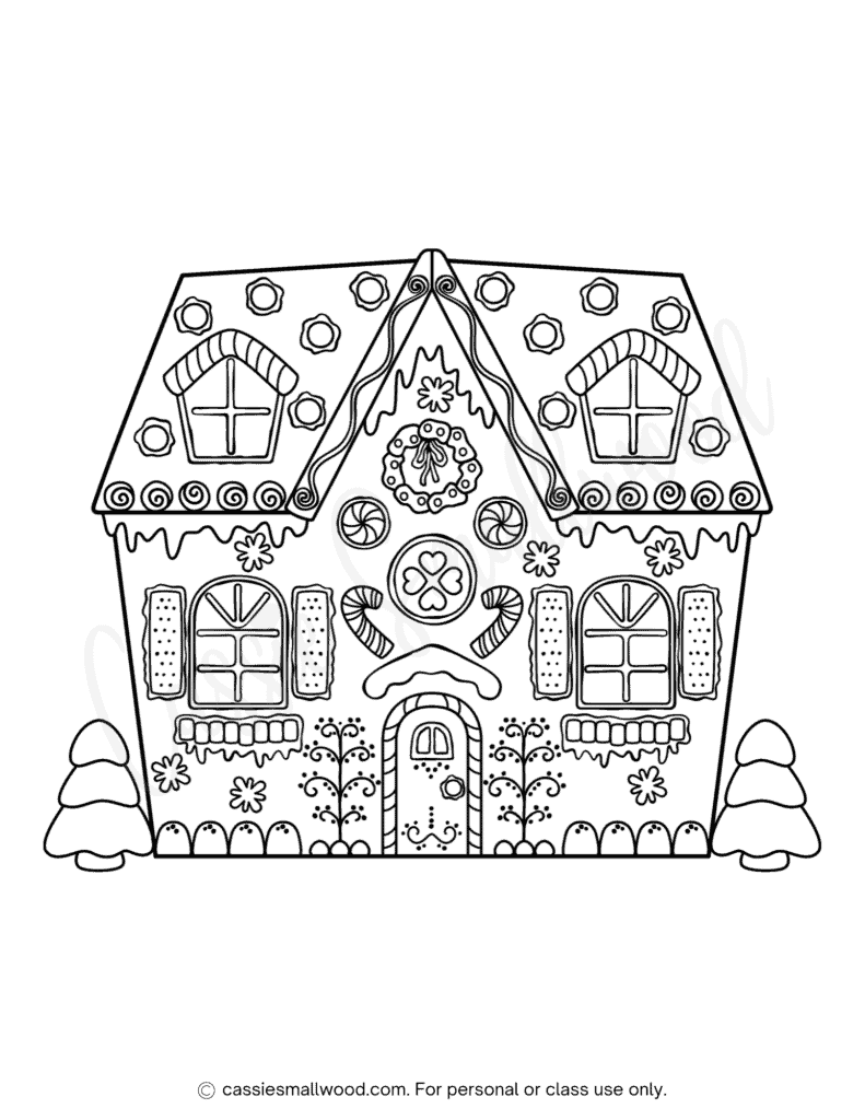 THE CUTEST Gingerbread House Coloring Pages Cassie Smallwood