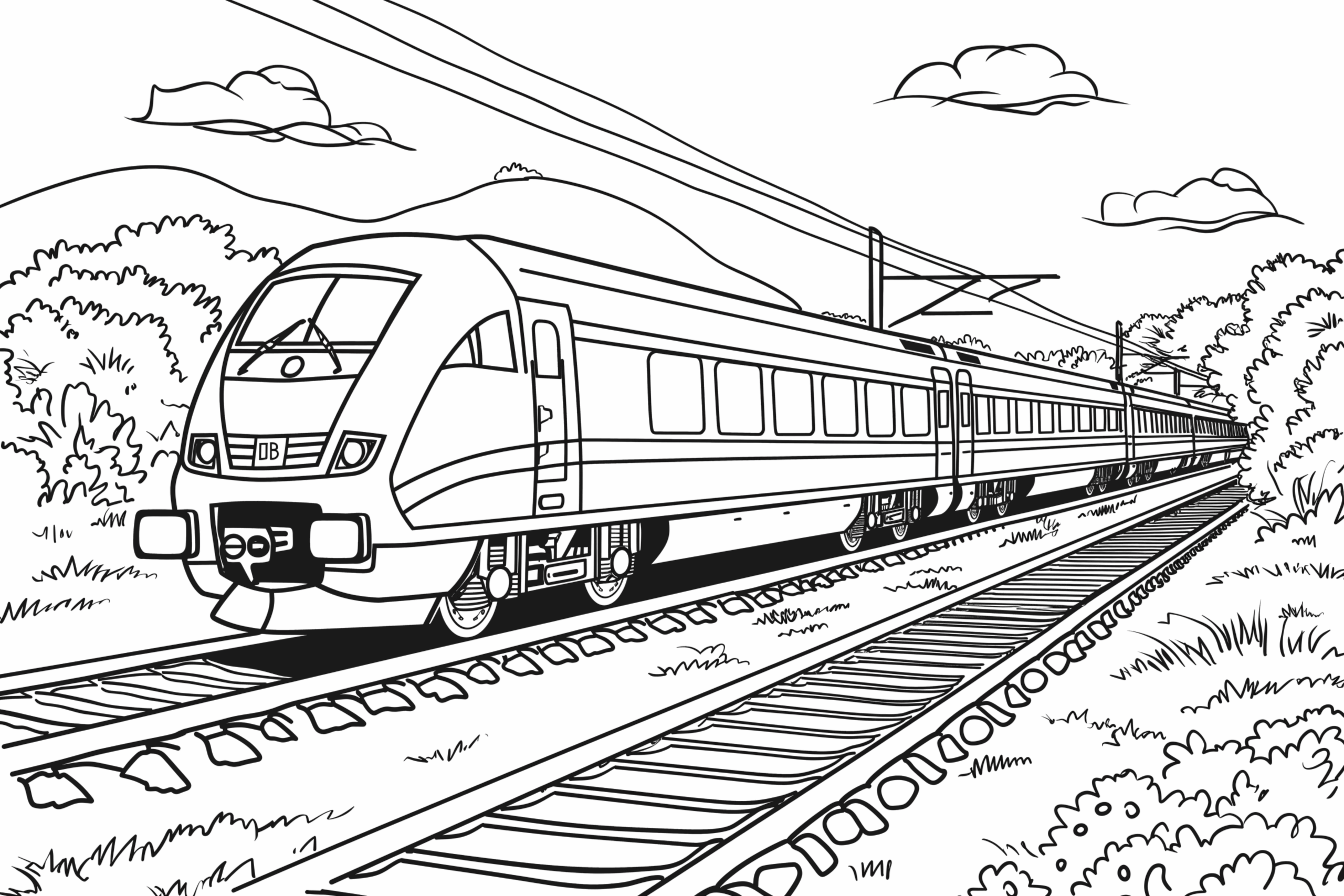 trains colouring pages printables