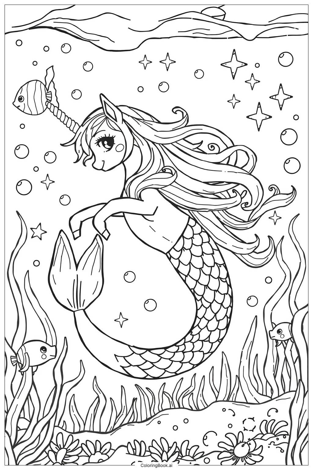Free Coloring Page Mermaid