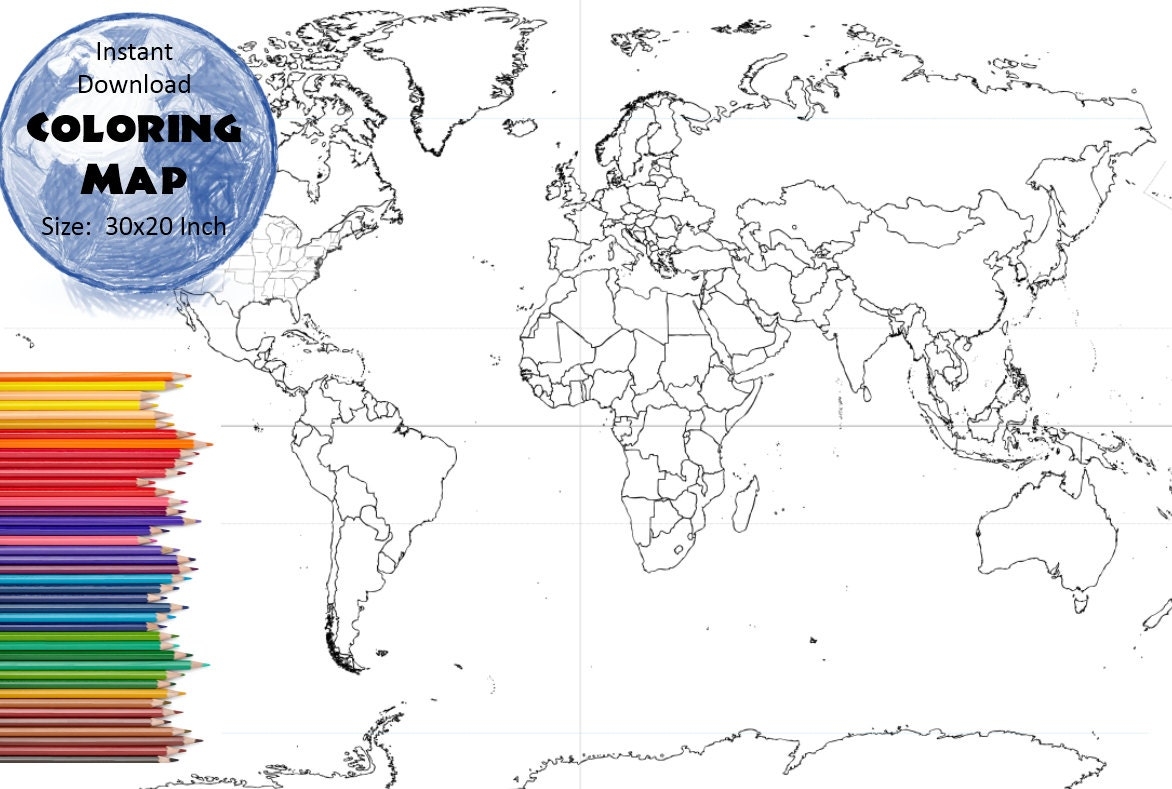 Printable World Map Coloring Page With Countries Labeled