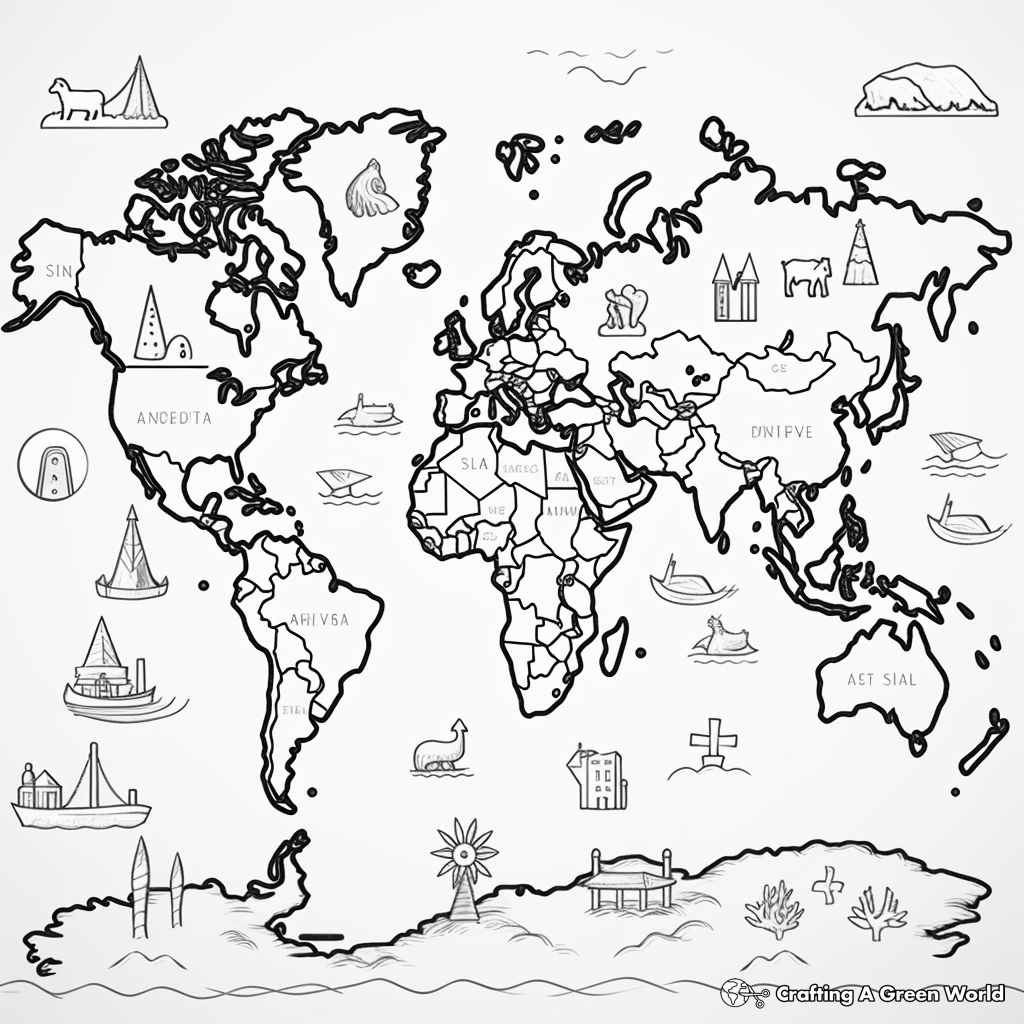 World Map Coloring Pages Free Printable 