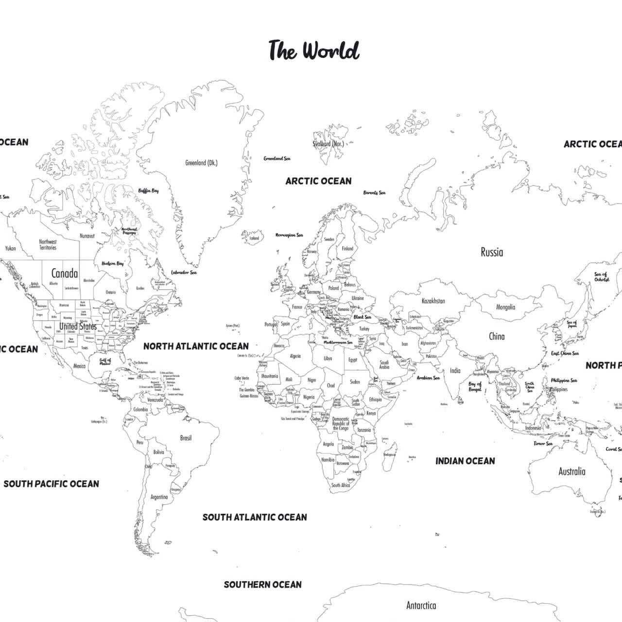World Map Colouring Travel Map World With US States CAN Provinces Color In Map Places I ve Been Country Tracker Printable World Map Etsy