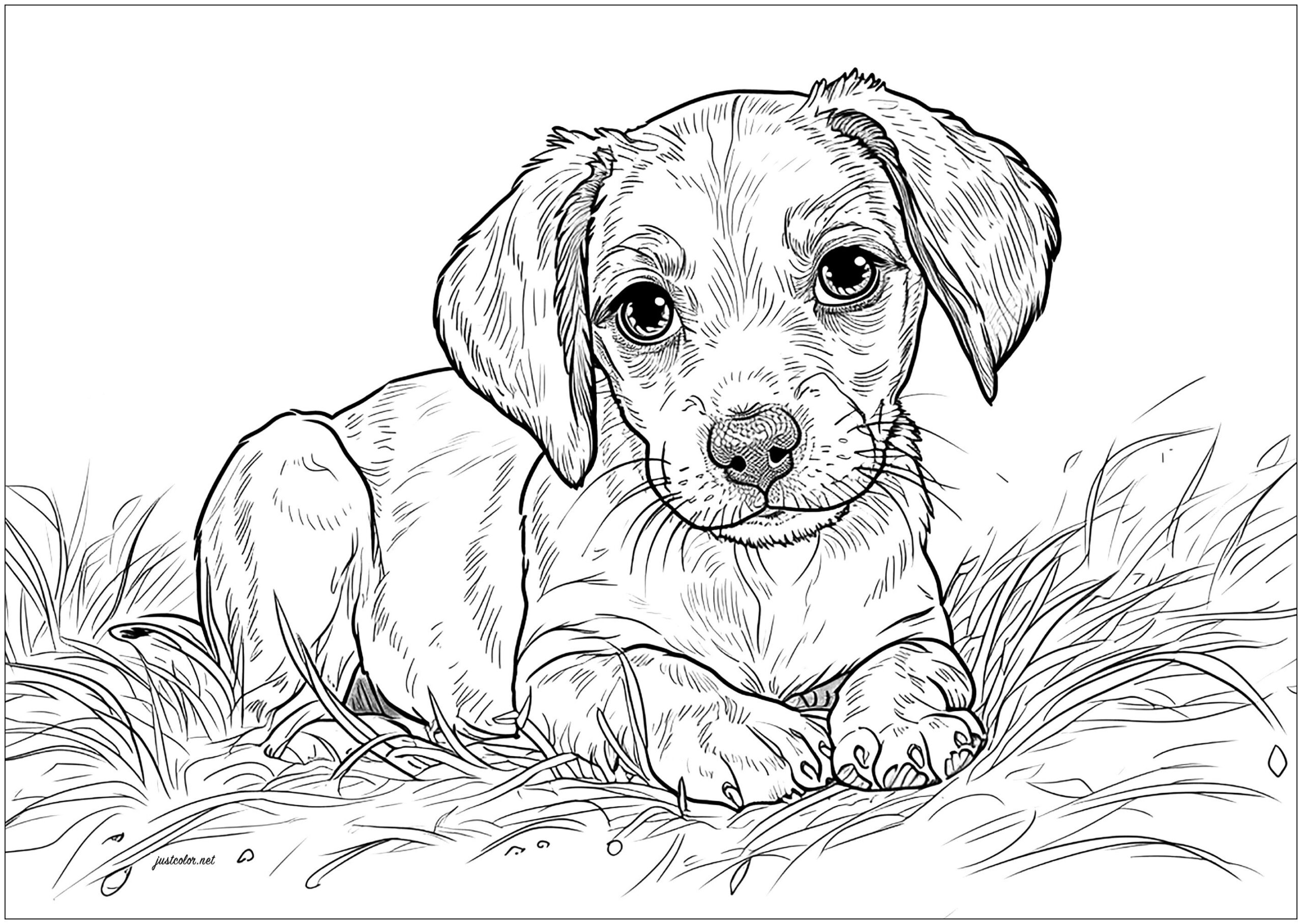 Young Puppy With A Sad Look Dog Coloring Pages For Adults Page Page 2 